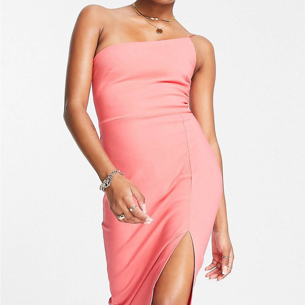Petite Vesper Asymmetric Coral Dress